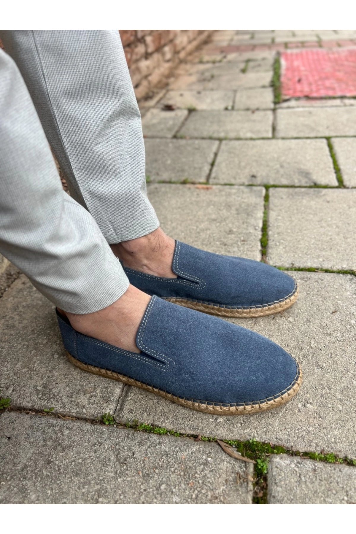 LUKKA SHOES Daisy Erkek Suni Deri Mavi Lastikli Espadril