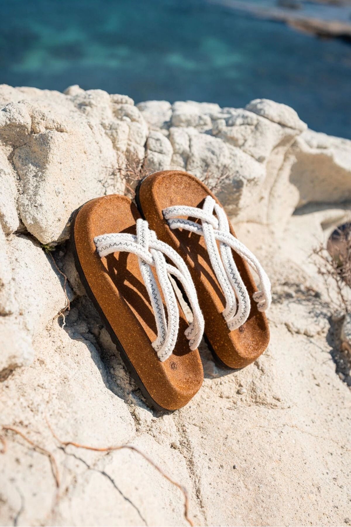 LUKKA SHOES Maya Erkek Beyaz Pamuk İp Halat sandalet