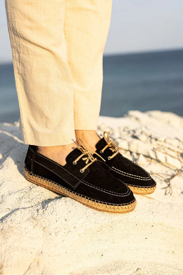 LUKKA SHOES Fleur Hakiki Deri Siyah Bağcıklı Espadril