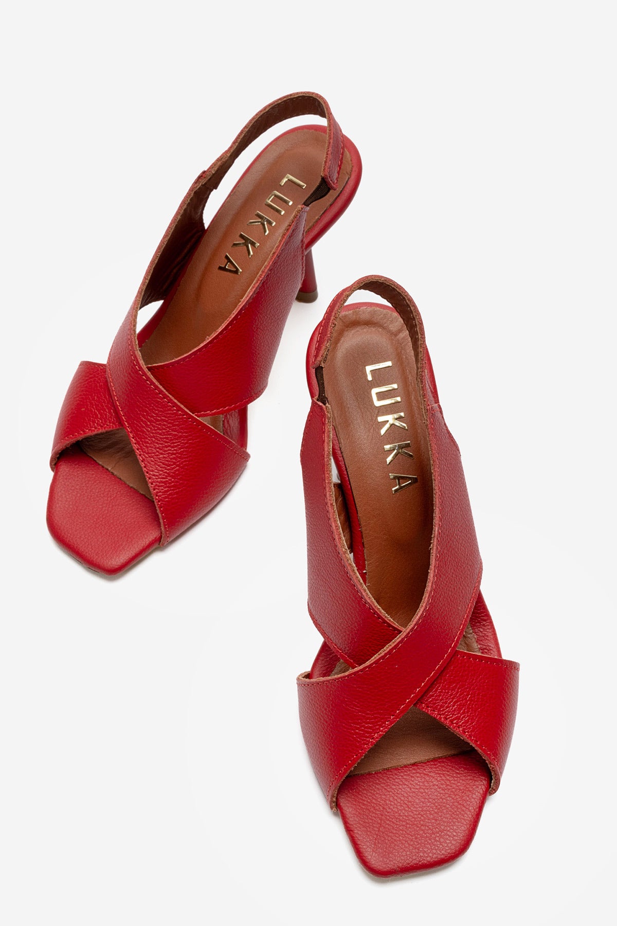 LUKKA SHOES Hakiki Deri Perla Kadın Kırmızı Çapraz Topuklu Ayakkabı