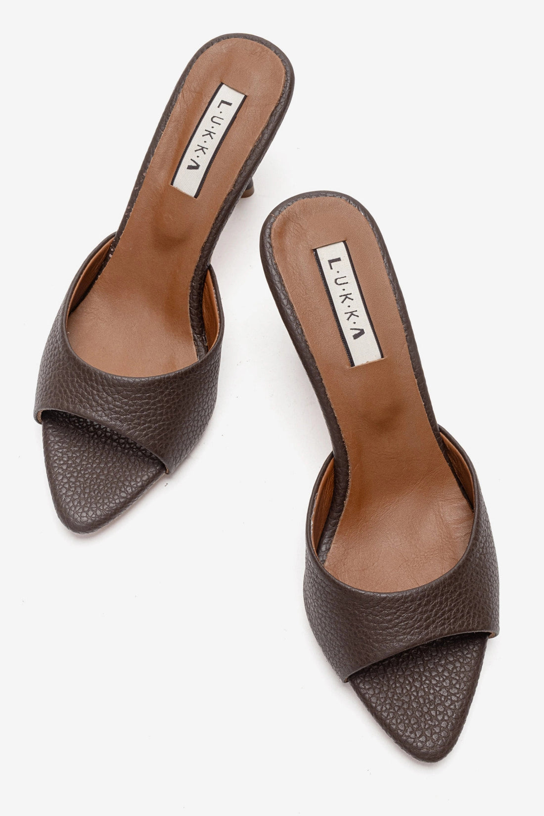 LUKKA SHOES Hakiki Deri Aria Kadın Acı Kahve Tek Yüz Topuklu Terlik