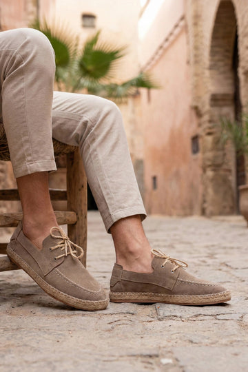 LUKKA SHOES Sahra Erkek Suni Deri Bağcıklı Espadril