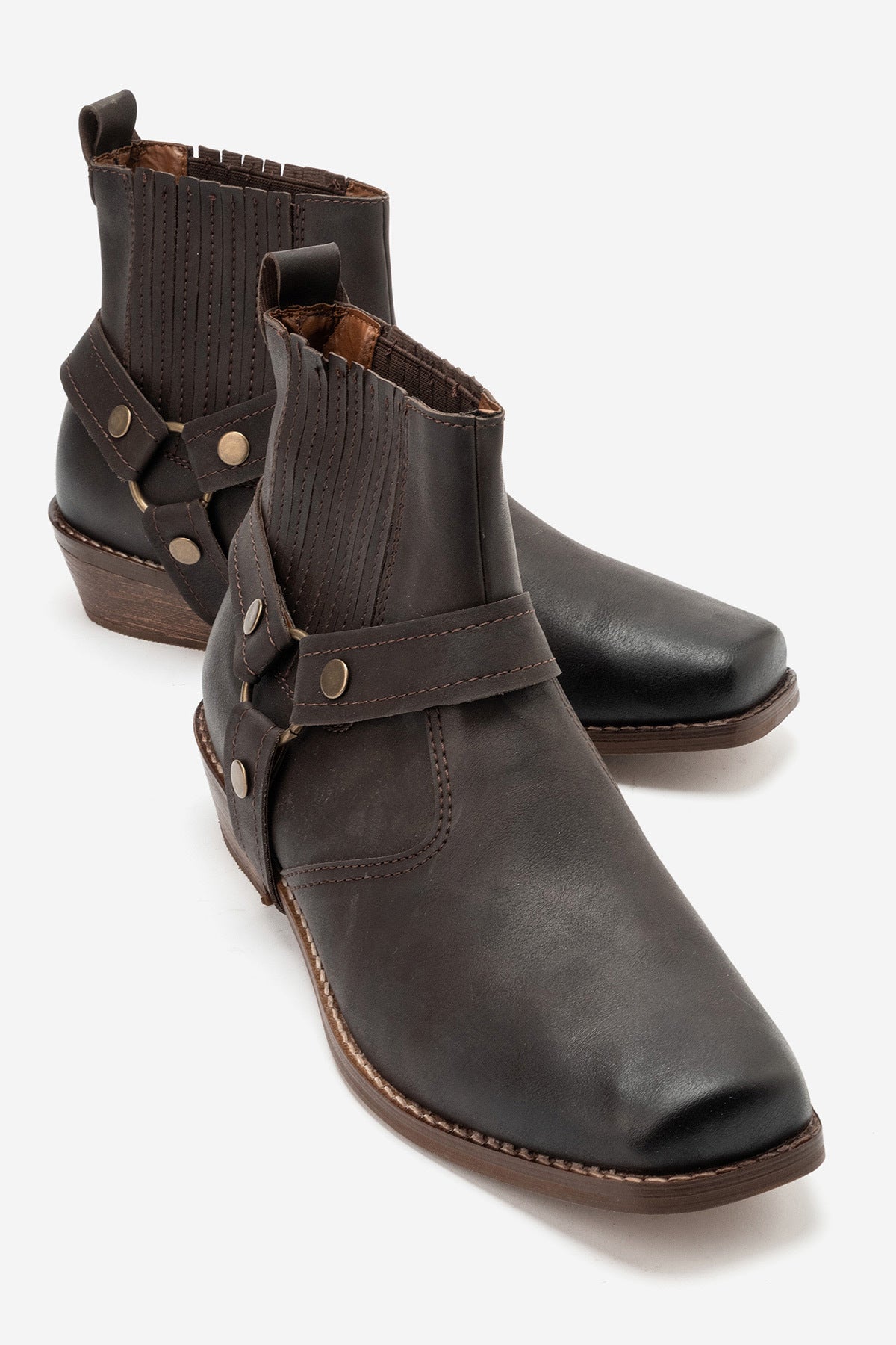 LUKKA SHOES Bert Erkek Acı Kahve Nubuk Kovboy Dallas Western Tak Çıkar Detaylı Ahşap Topuk El Yapımı Bot