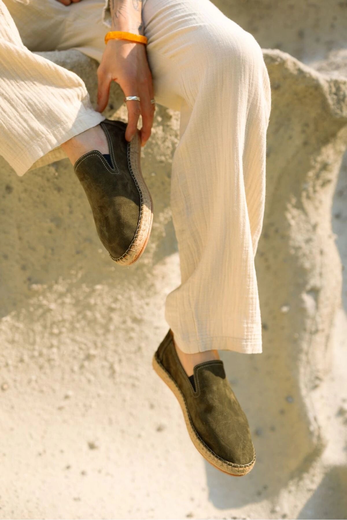 LUKKA SHOES Robert Haki Hakiki Deri El Yapımı Erkek Espadril