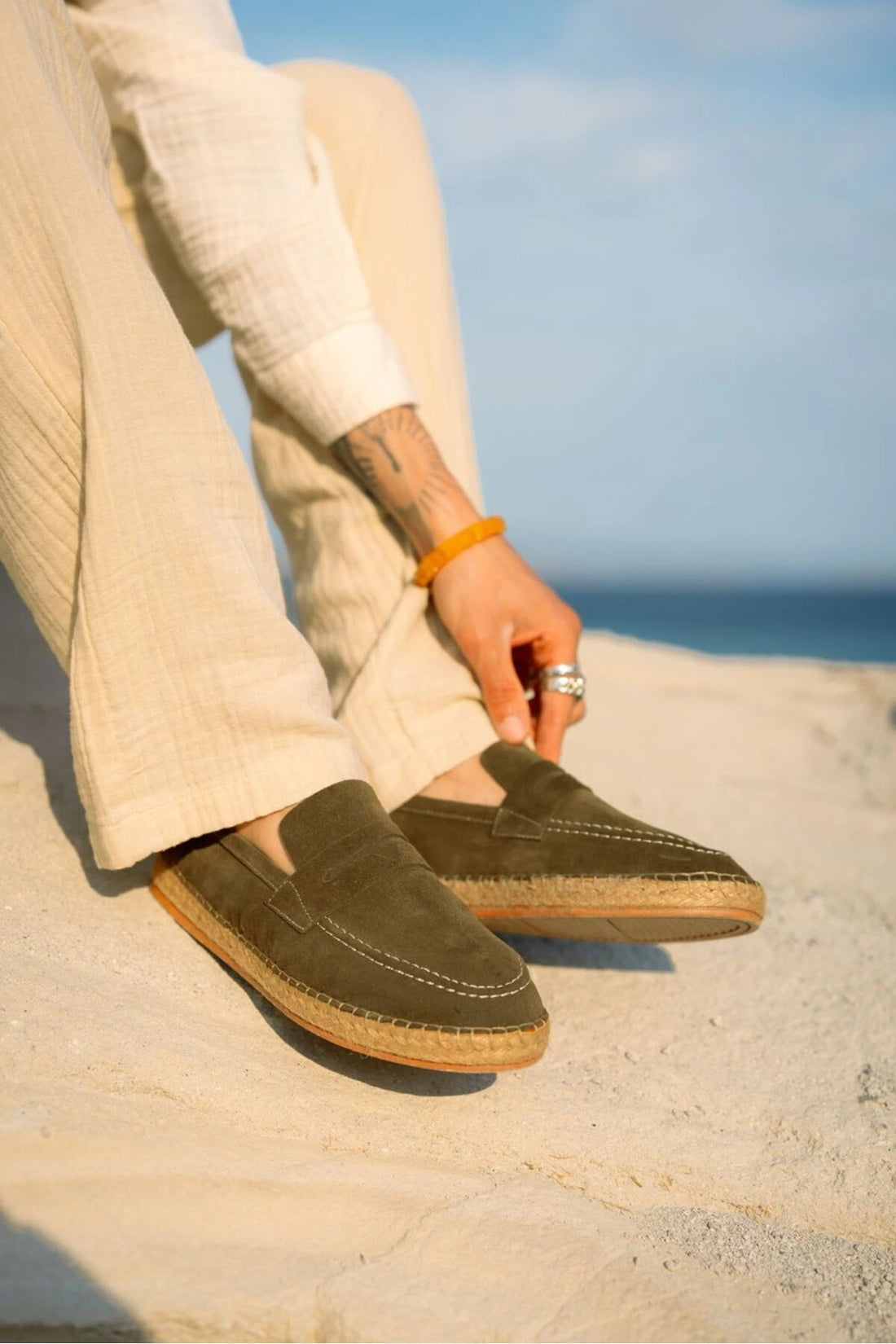 LUKKA SHOES Rose Haki Hakiki Deri Süet Erkek Loafer ayakkabı espadril
