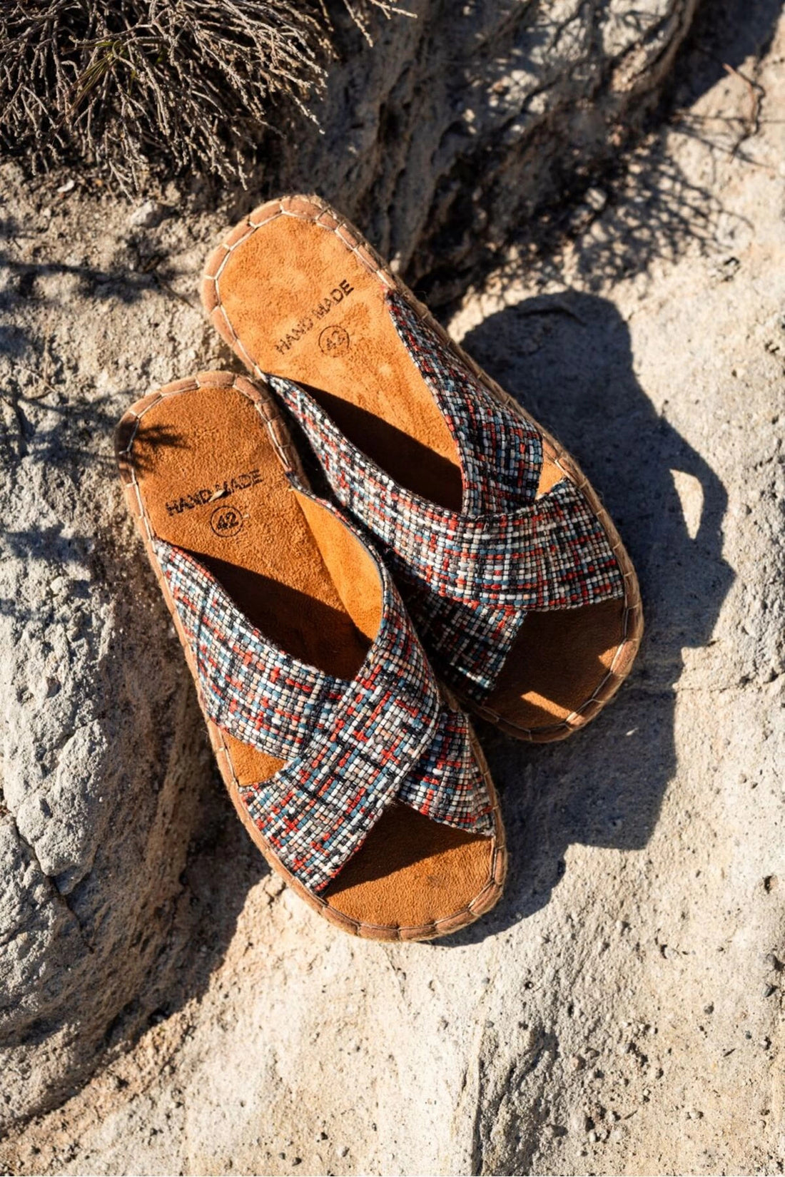 LUKKA SHOES Zeta Kırmızı Çizgili Çapraz Keten Erkek Terlik