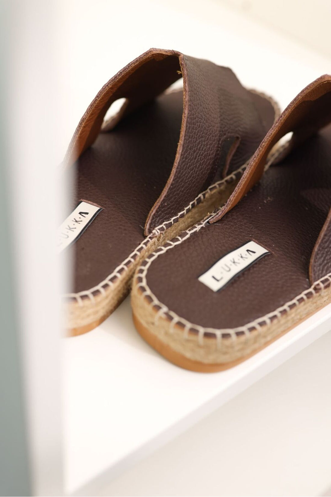 LUKKA SHOES Grace Hakiki Deri Erkek Acı Kahve Bohem Terlik Espadril