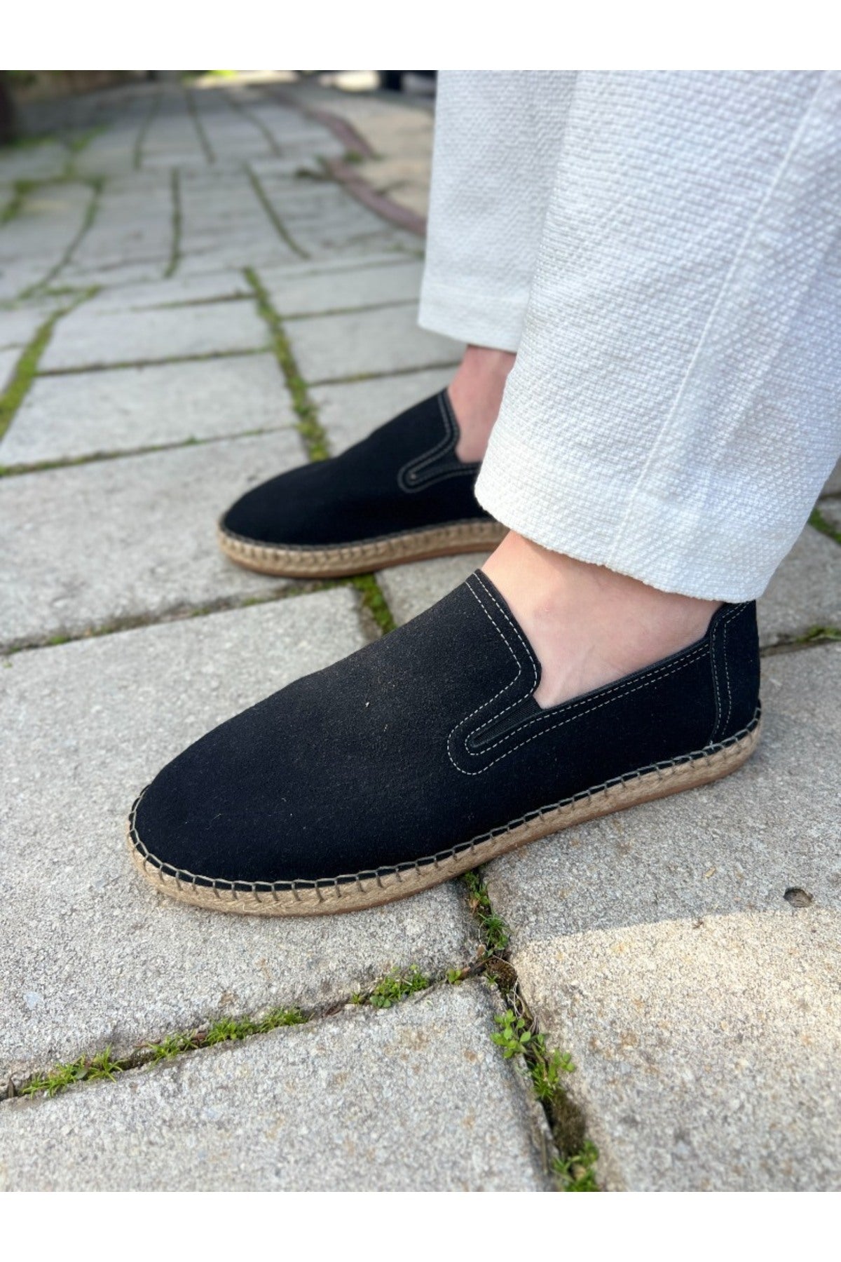 LUKKA SHOES Daisy Erkek Suni Deri Siyah Lastikli Espadril