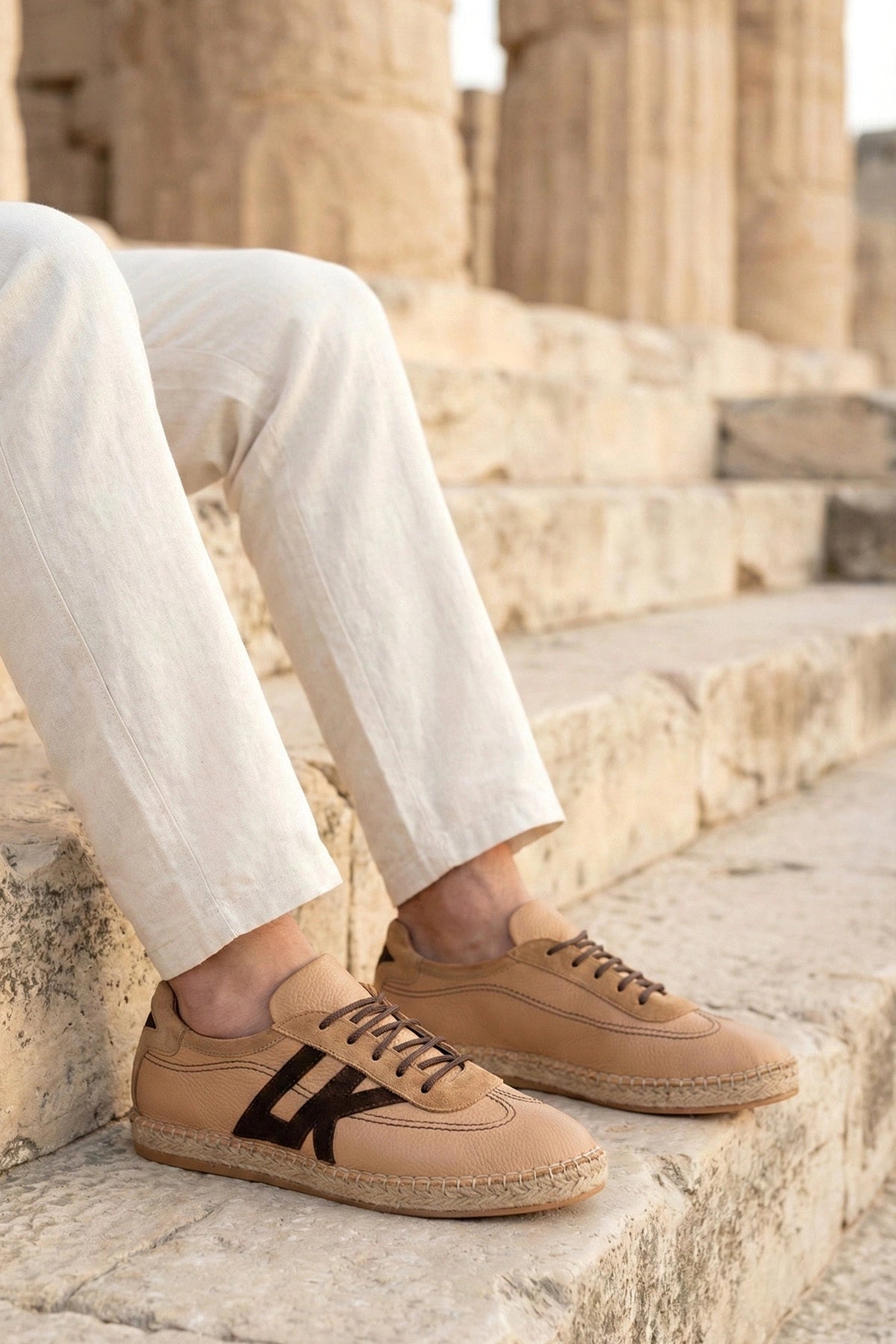 LUKKA SHOES Hakiki Deri Chester Nude Bej Bağcıklı Spor Espadril