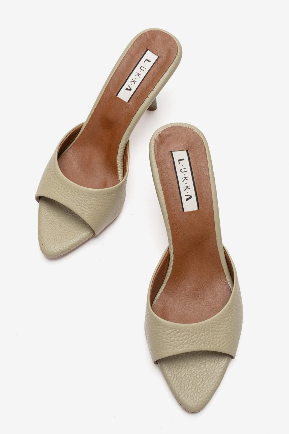LUKKA SHOES Hakiki Deri Aria Kadın Avakado Tek Yüz Topuklu Terlik