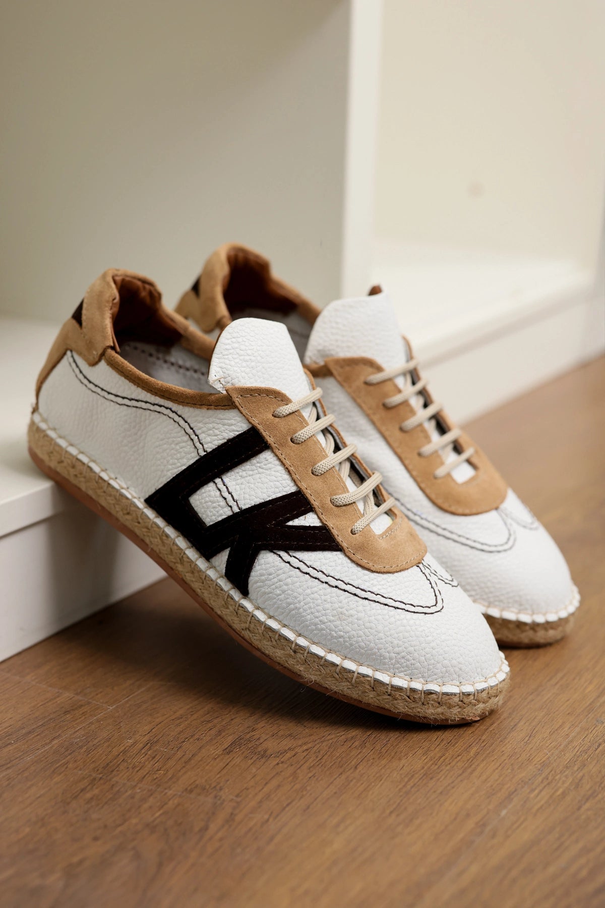LUKKA SHOES Hakiki Deri Chester Beyaz Bağcıklı Spor Espadril