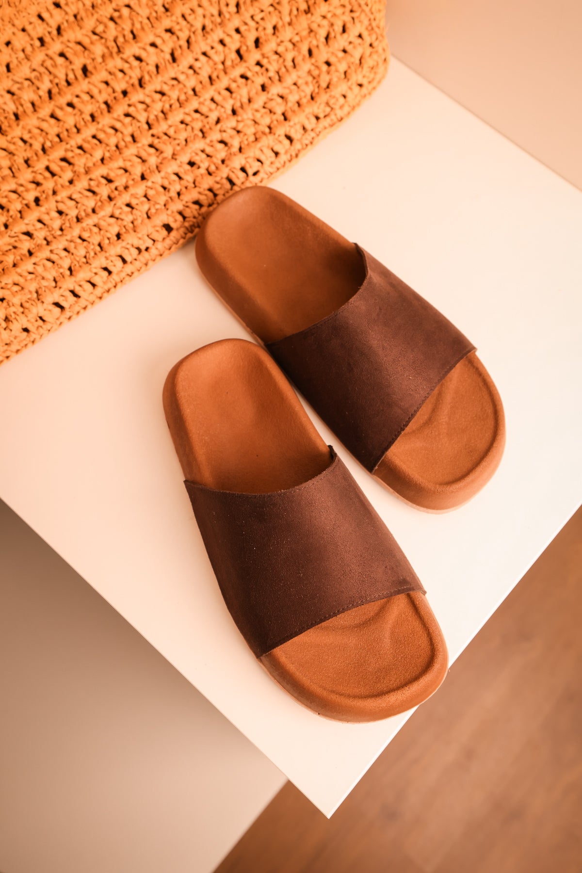 LUKKA SHOES Leonardo Kahve Süet Düz Kauçuk Taban Erkek Terlik