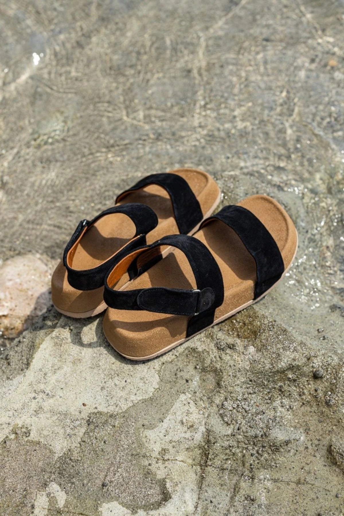 LUKKA SHOES Farah Hakiki Deri Siyah Hafif Taban Erkek Sandalet