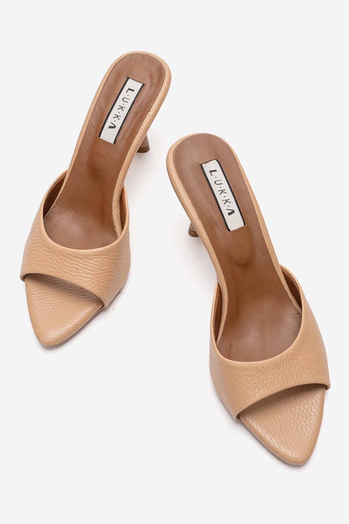 LUKKA SHOES Hakiki Deri Aria Kadın Nude Tek Yüz Topuklu Terlik