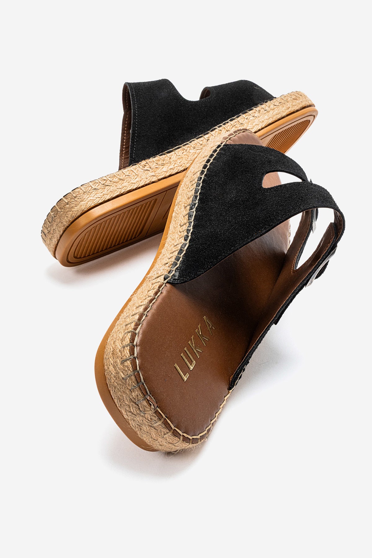 LUKKA SHOES Matti Siyah Süet Tokalı Hafif Mantar Taban Erkek Terlik