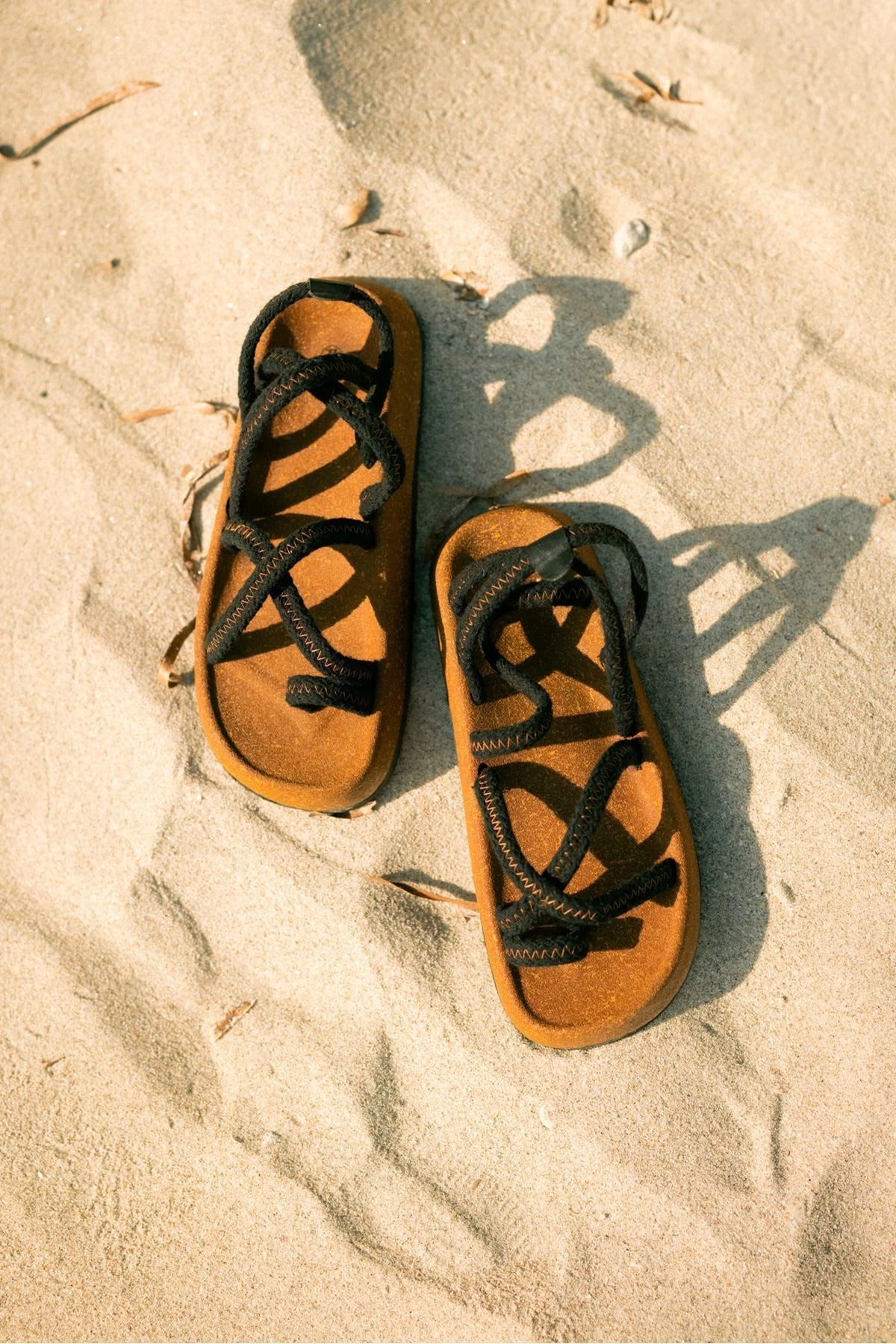 LUKKA SHOES Enrico Siyah Doğal Pamuk İp Halat Erkek Sandalet