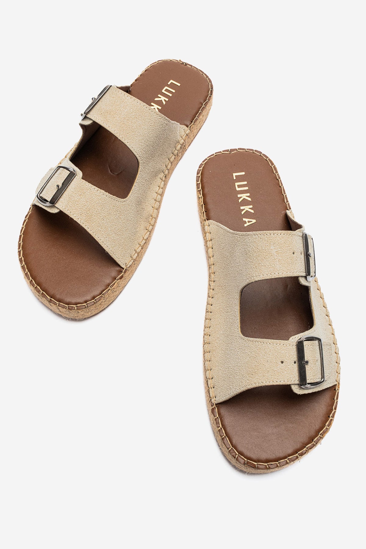 LUKKA SHOES Matti Bej Süet Tokalı Hafif Mantar Taban Erkek Terlik