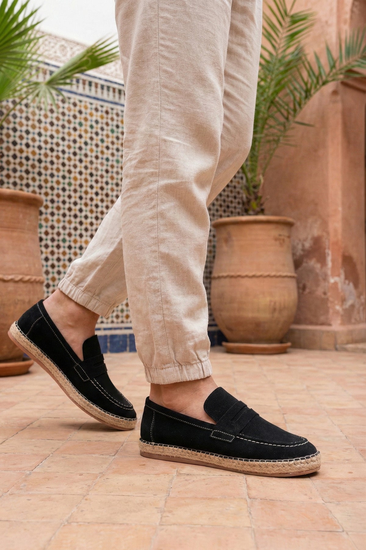 LUKKA SHOES Lotus Erkek Suni Deri Siyah Loafer Espadril