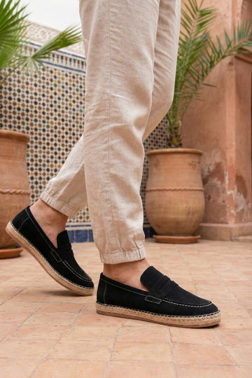 LUKKA SHOES Lotus Erkek Suni Deri Siyah Loafer Espadril