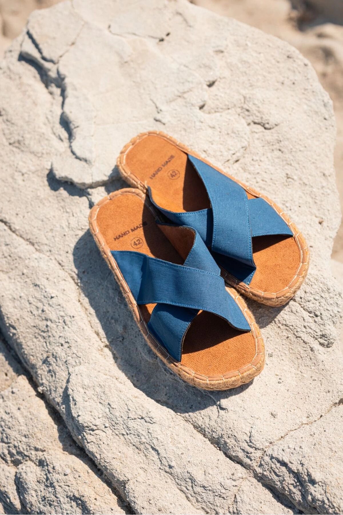LUKKA SHOES Zeta Mavi Çapraz Keten Erkek Terlik