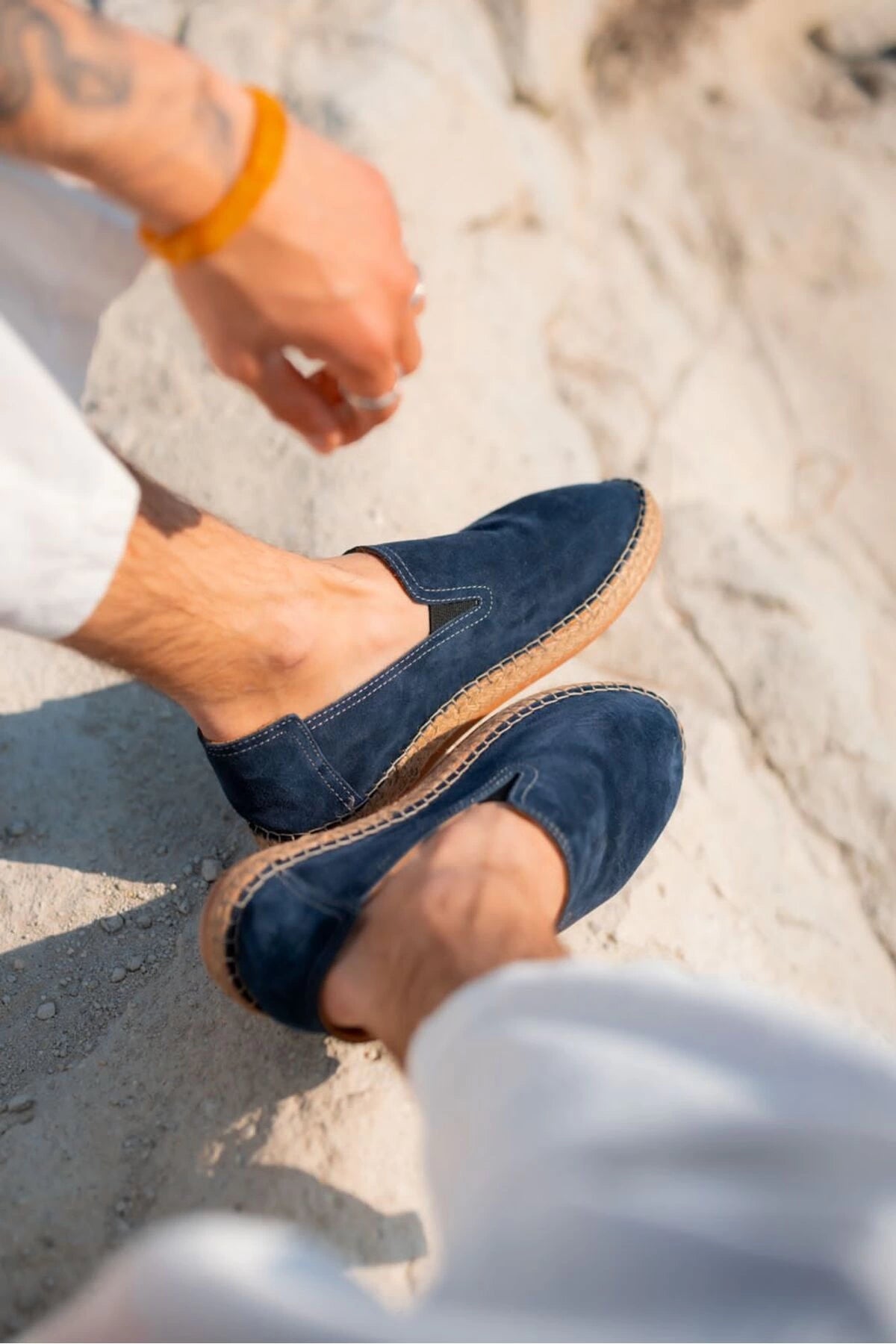 LUKKA SHOES Robert Lacivert Hakiki Deri El Yapımı Erkek Espadril