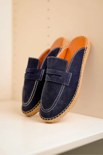 LUKKA SHOES Bloom Hakiki Deri Lacivert Kauçuk taban terlik