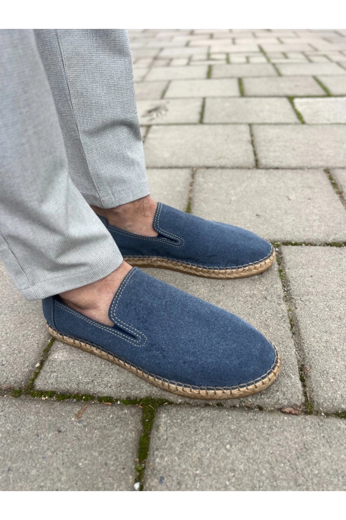 LUKKA SHOES Daisy Erkek Suni Deri Mavi Lastikli Espadril