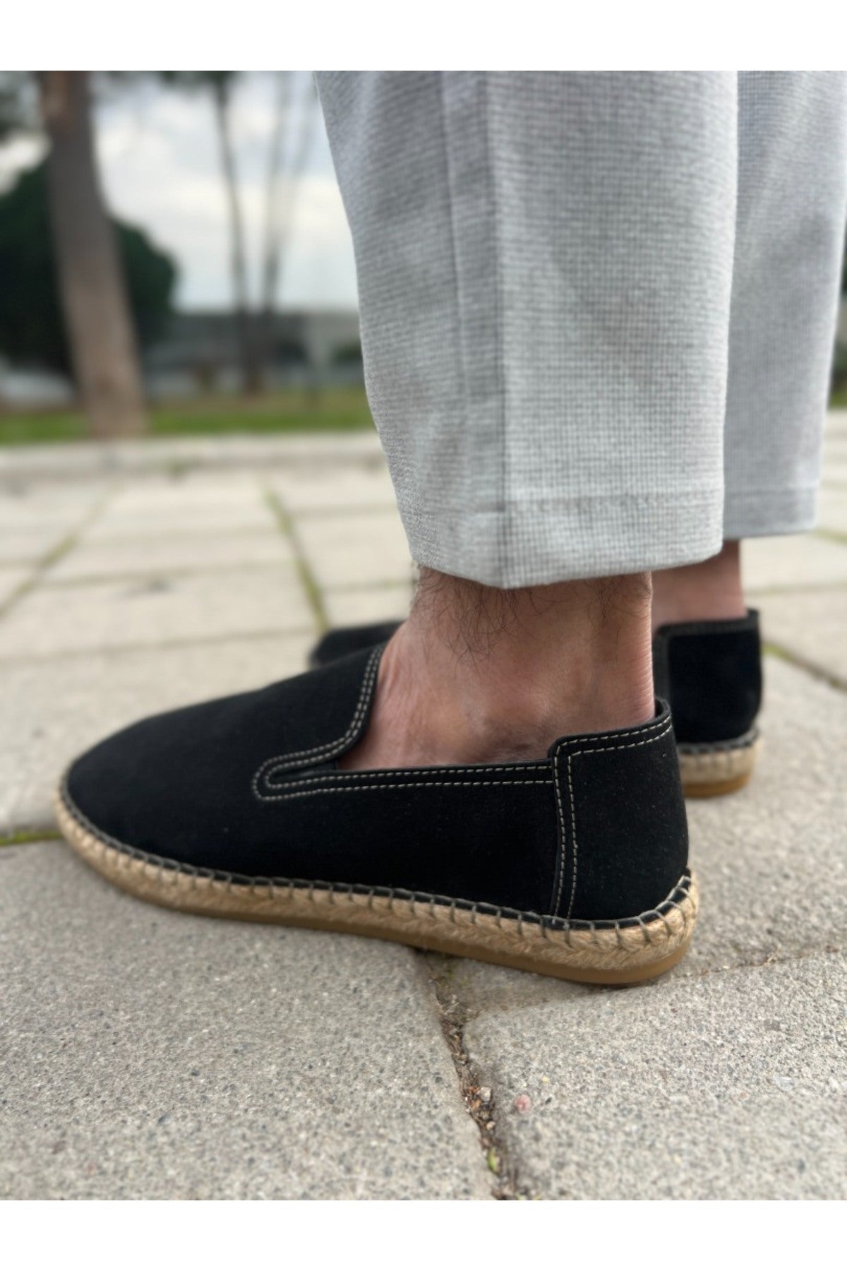 LUKKA SHOES Daisy Erkek Suni Deri Siyah Lastikli Espadril