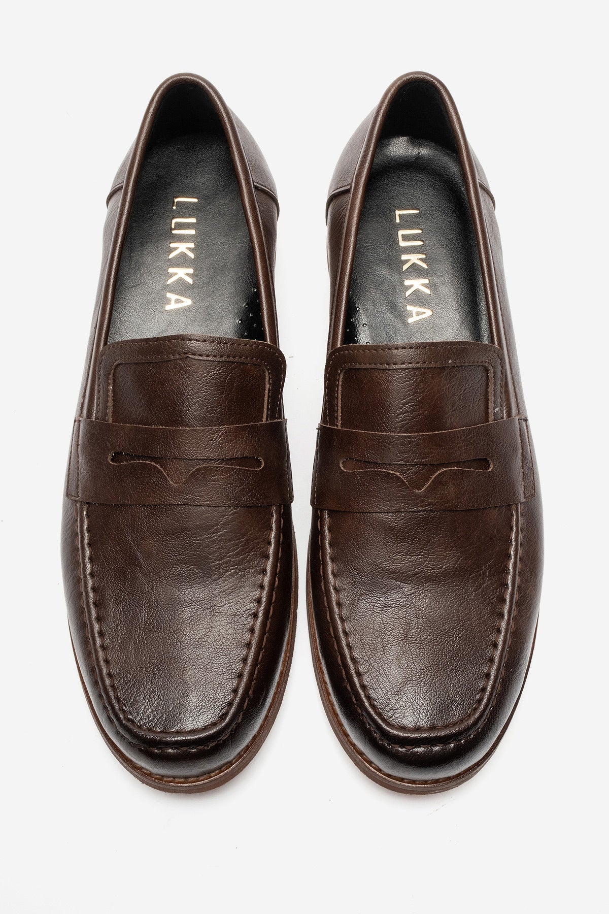 LUKKA SHOES Daniel Erkek Acı Kahve Suni Deri El yapımı Makosen Loafer Ayakkabı