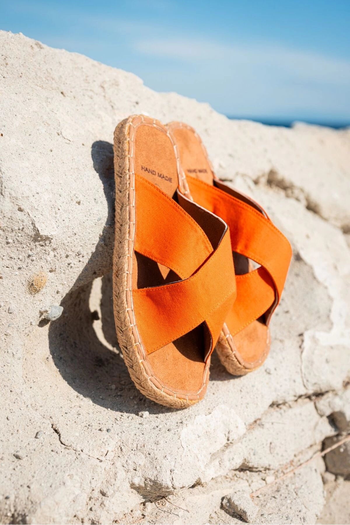 LUKKA SHOES Zeta Oranj Çapraz Keten Erkek Terlik