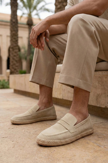 LUKKA SHOES Lotus Erkek Suni Deri Bej Loafer Espadril