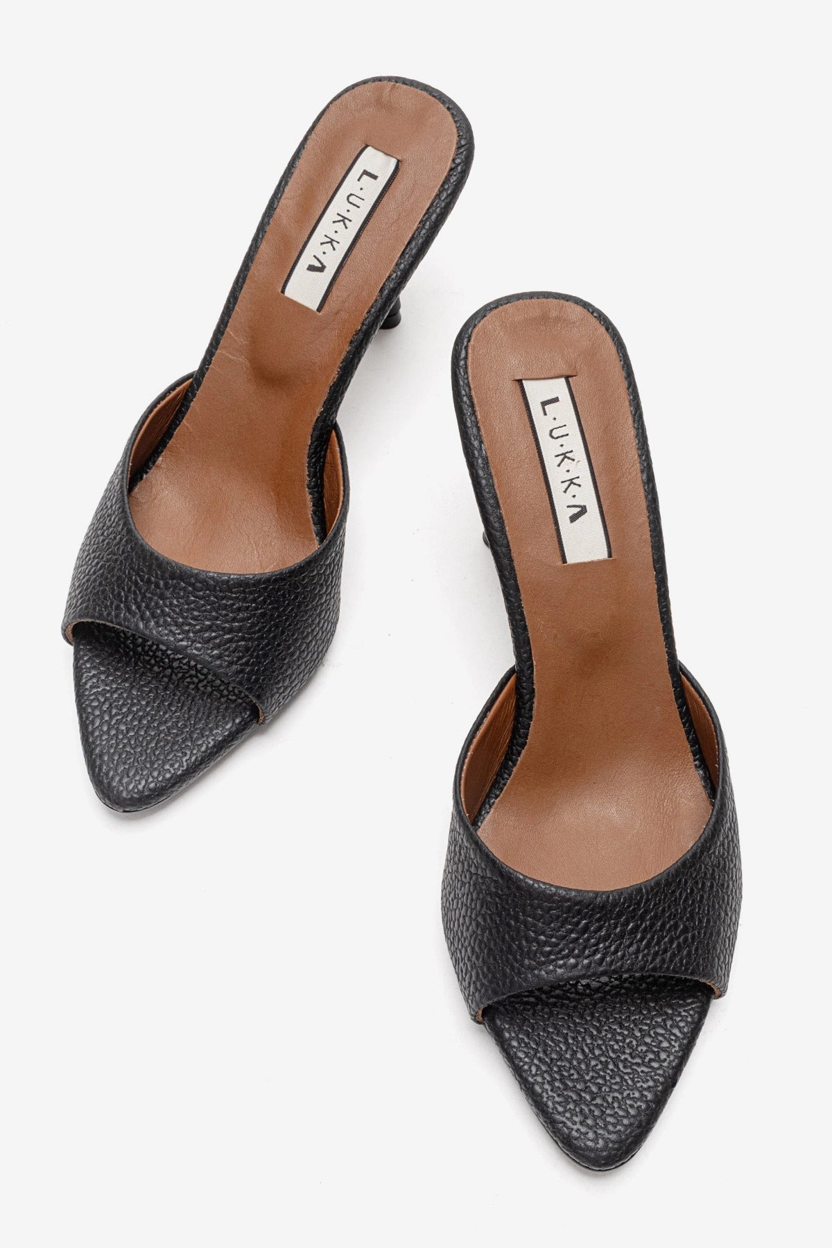 LUKKA SHOES Hakiki Deri Aria Kadın Siyah Tek Yüz Topuklu Terlik