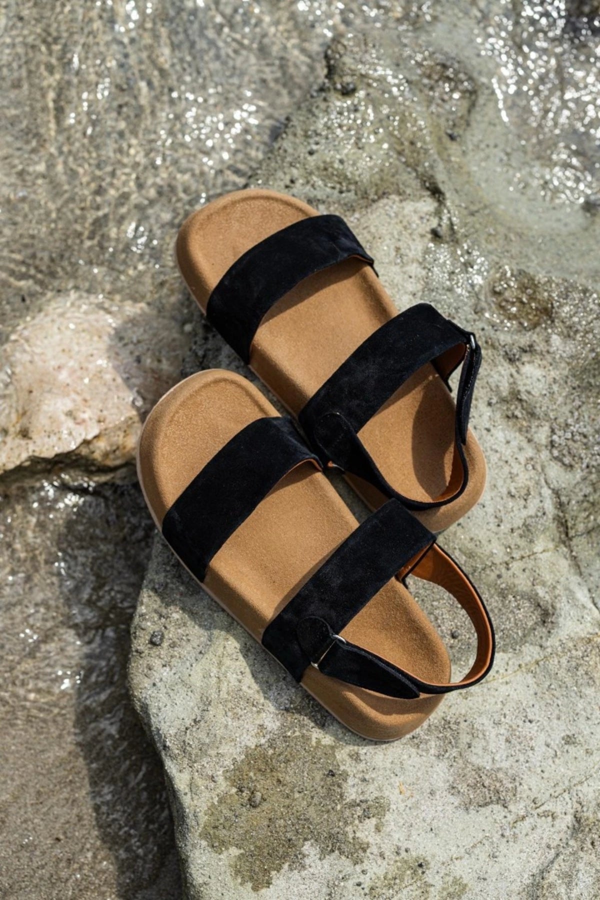 LUKKA SHOES Farah Hakiki Deri Siyah Hafif Taban Erkek Sandalet