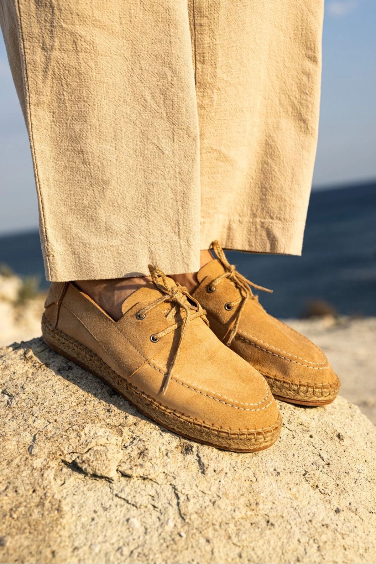 LUKKA SHOES Fleur Hakiki Deri Bej Bağcıklı Espadril