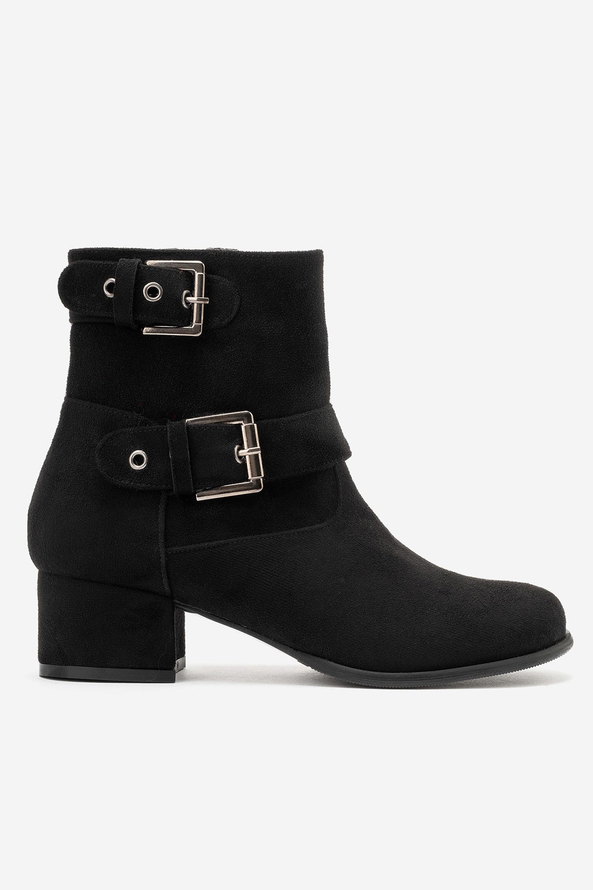 LUKKA SHOES Hope Kadın Siyah Süet Toka Aksesuarlı Fermuarlı Topuklu Bot
