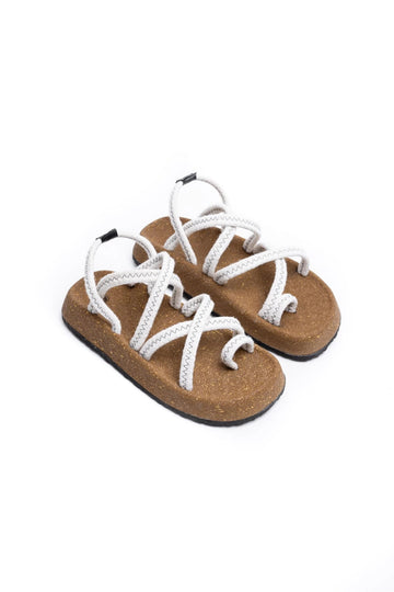 LUKKA SHOES Enrico Beyaz Doğal Pamuk İp Halat Erkek Sandalet