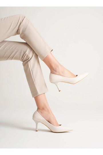 LUKKA SHOES Kadın Adal Bej Hakiki Deri İç Dış 11cm Topuklu Stiletto
