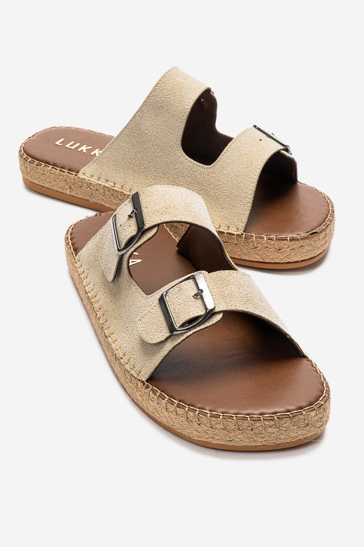LUKKA SHOES Matti Bej Süet Tokalı Hafif Mantar Taban Erkek Terlik