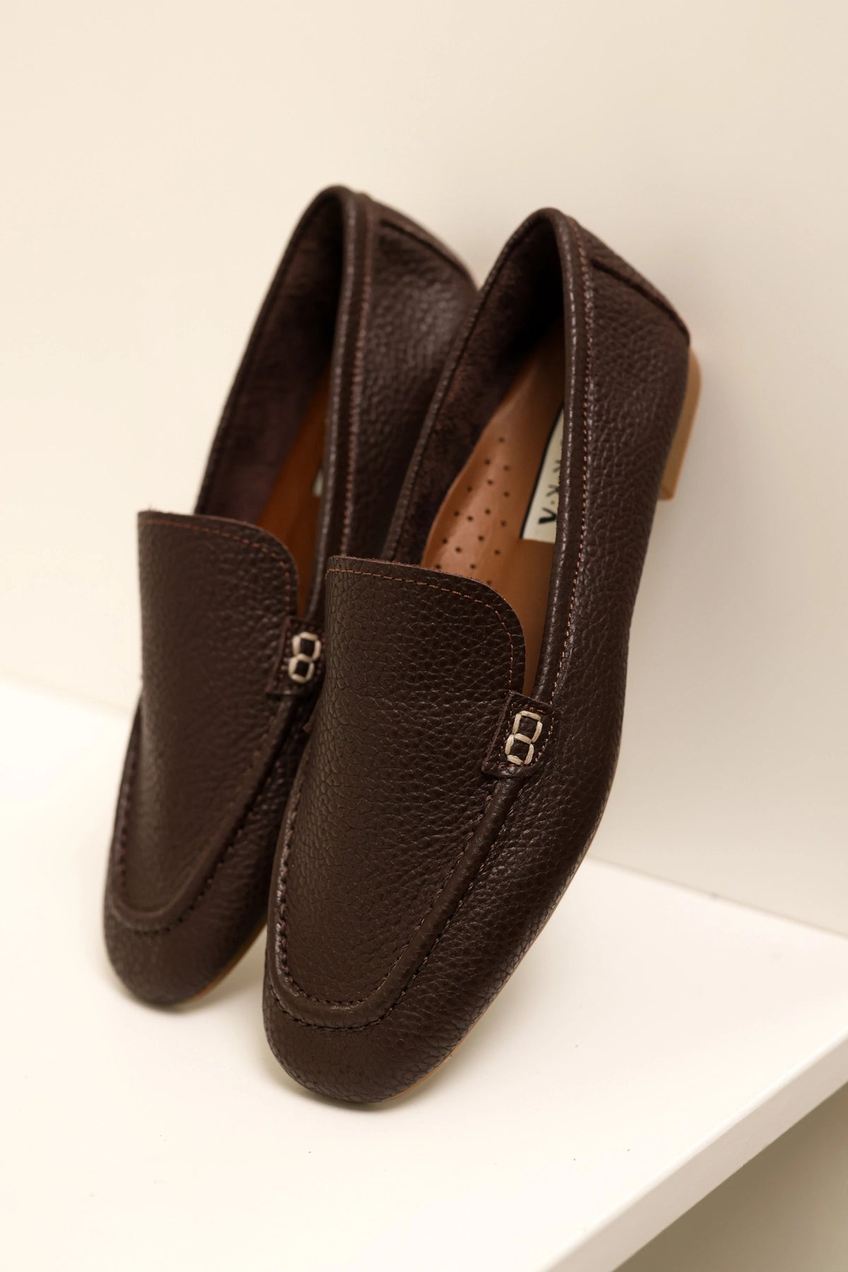 LUKKA SHOES Hakiki Deri Kadın Abay Acı Kahve Saraçlı Babet