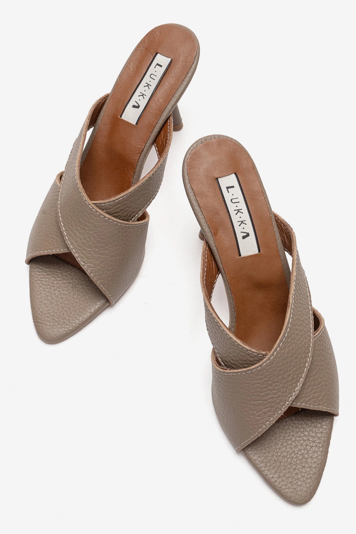 LUKKA SHOES Hakiki Deri Mila Kadın Vizyon Çapraz Topuklu Terlik