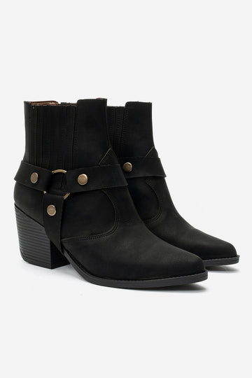LUKKA SHOES Nova Kadın Siyah Nubuk Western Dallas Tak Çıkar Bot