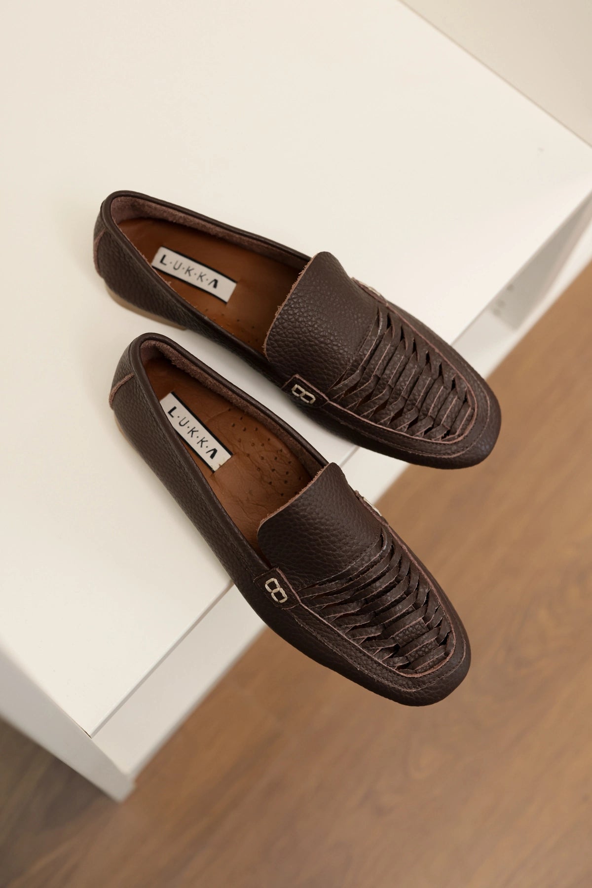 LUKKA SHOES Hakiki Deri Kadın Alvin Acı Kahve El yapımı Babet