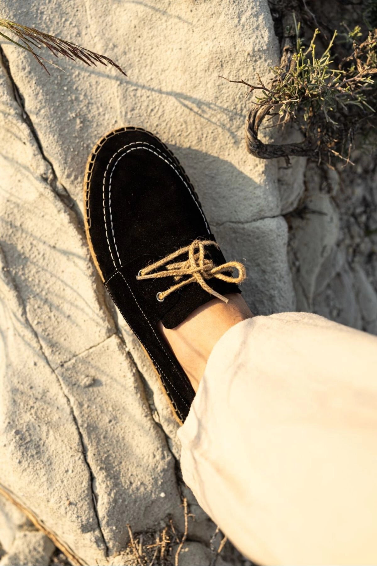 LUKKA SHOES Fleur Hakiki Deri Siyah Bağcıklı Espadril