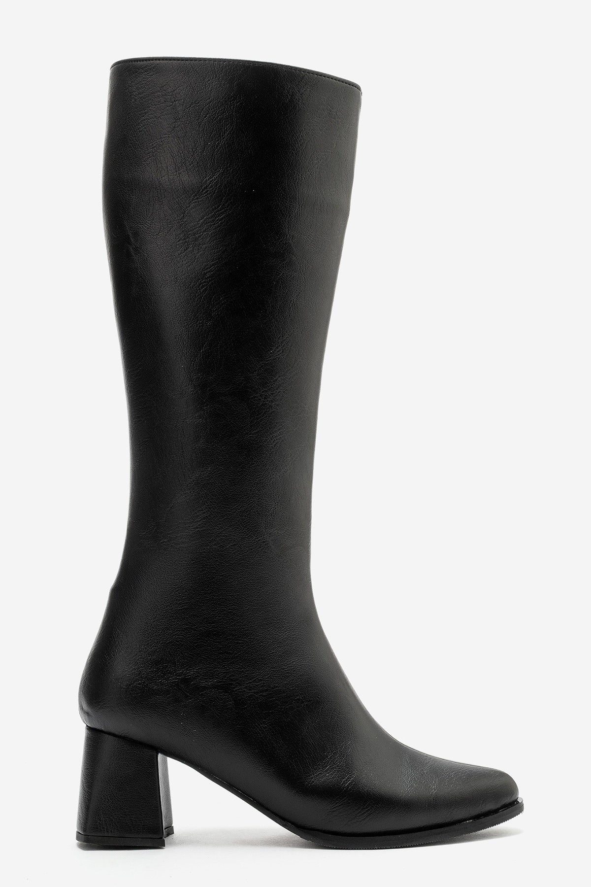 LUKKA SHOES Gale Kadın Siyah Suni Deri Esnek Fermuarlı Topuklu Çizme