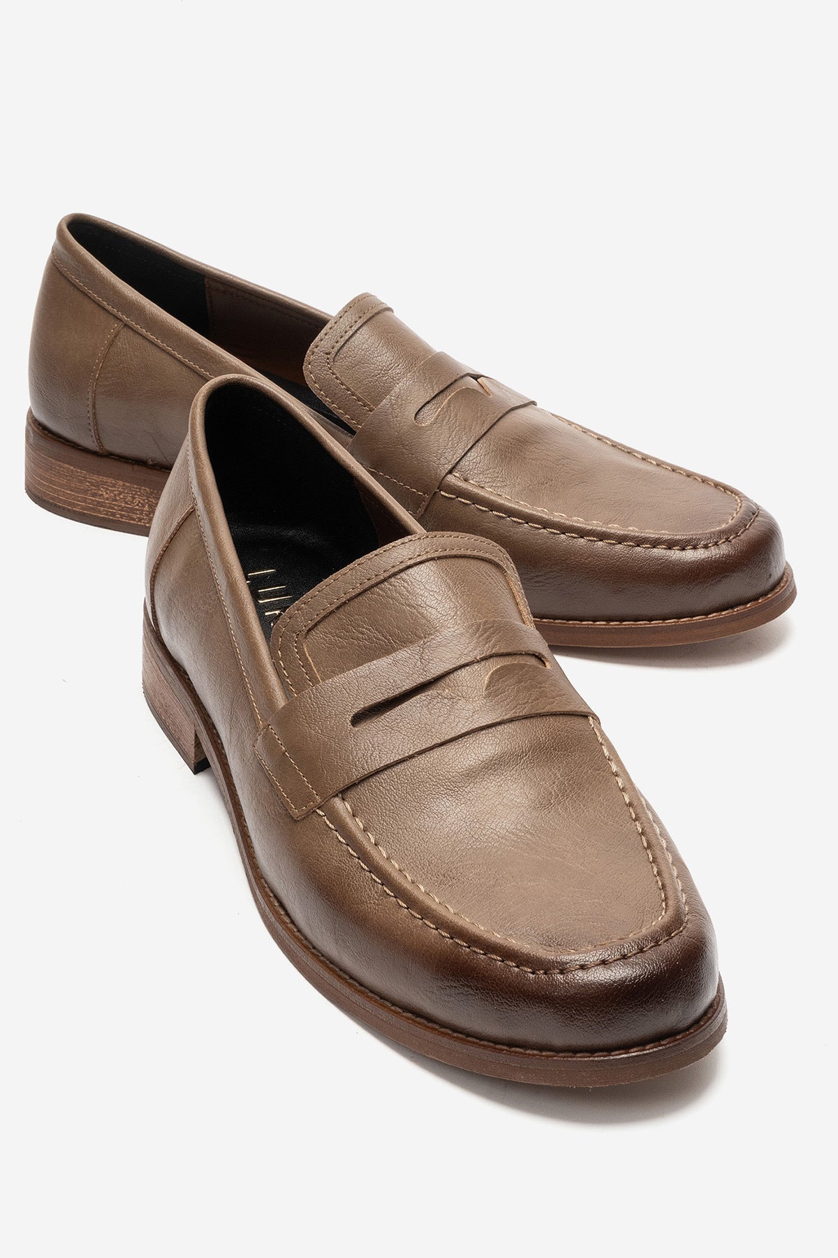 LUKKA SHOES Daniel Erkek Vizon Suni Deri El yapımı Makosen Loafer Ayakkabı