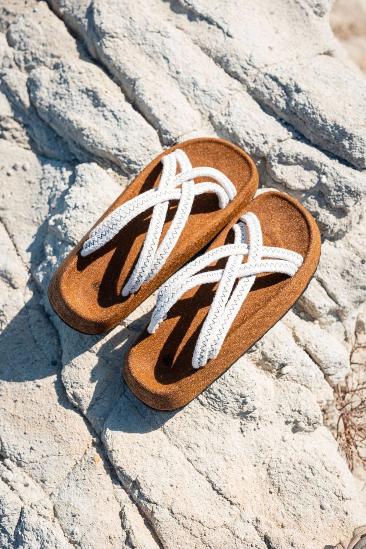LUKKA SHOES Maya Erkek Beyaz Pamuk İp Halat sandalet