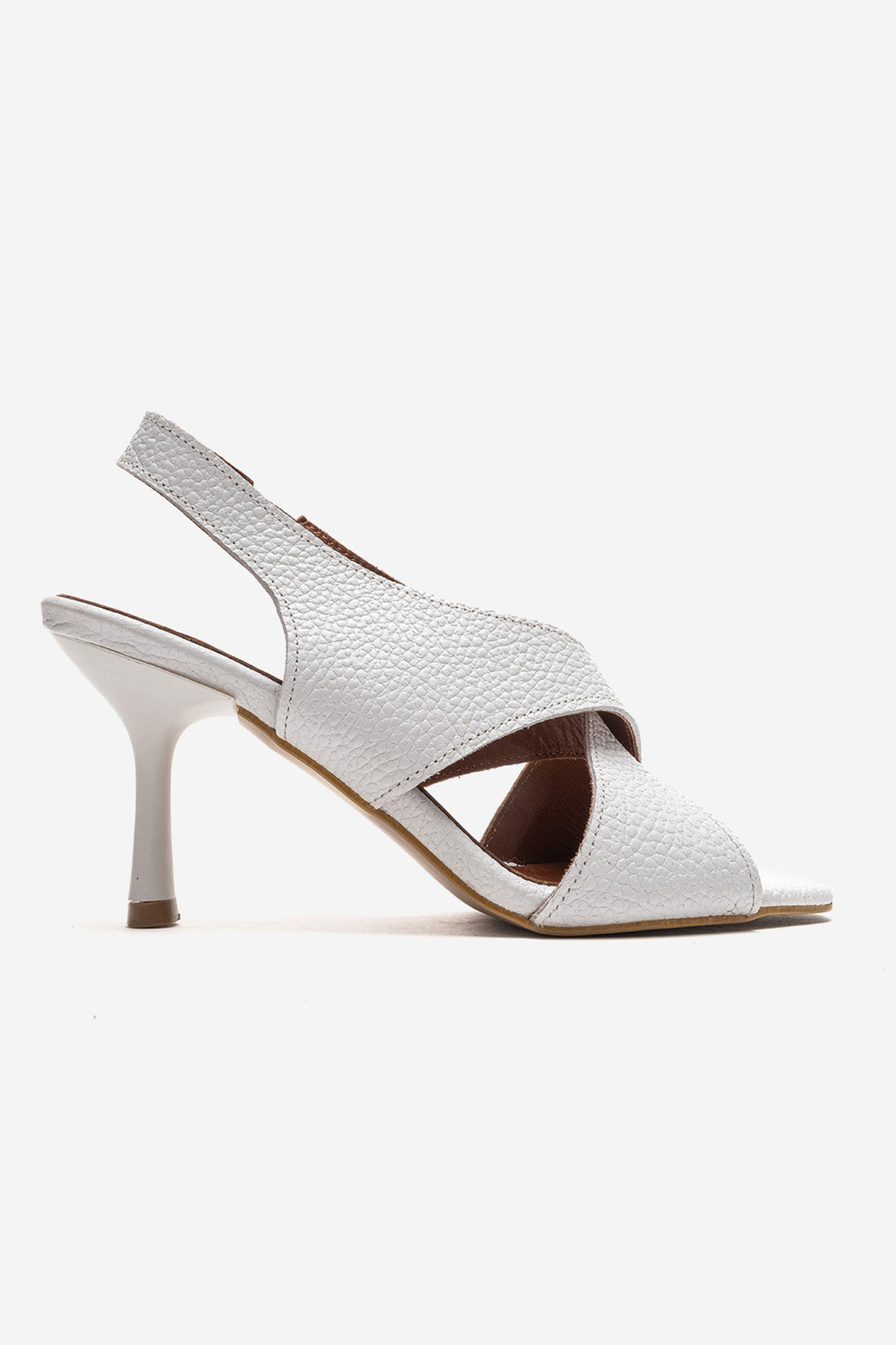 LUKKA SHOES Hakiki Deri Perla Kadın Beyaz Çapraz Topuklu Ayakkabı