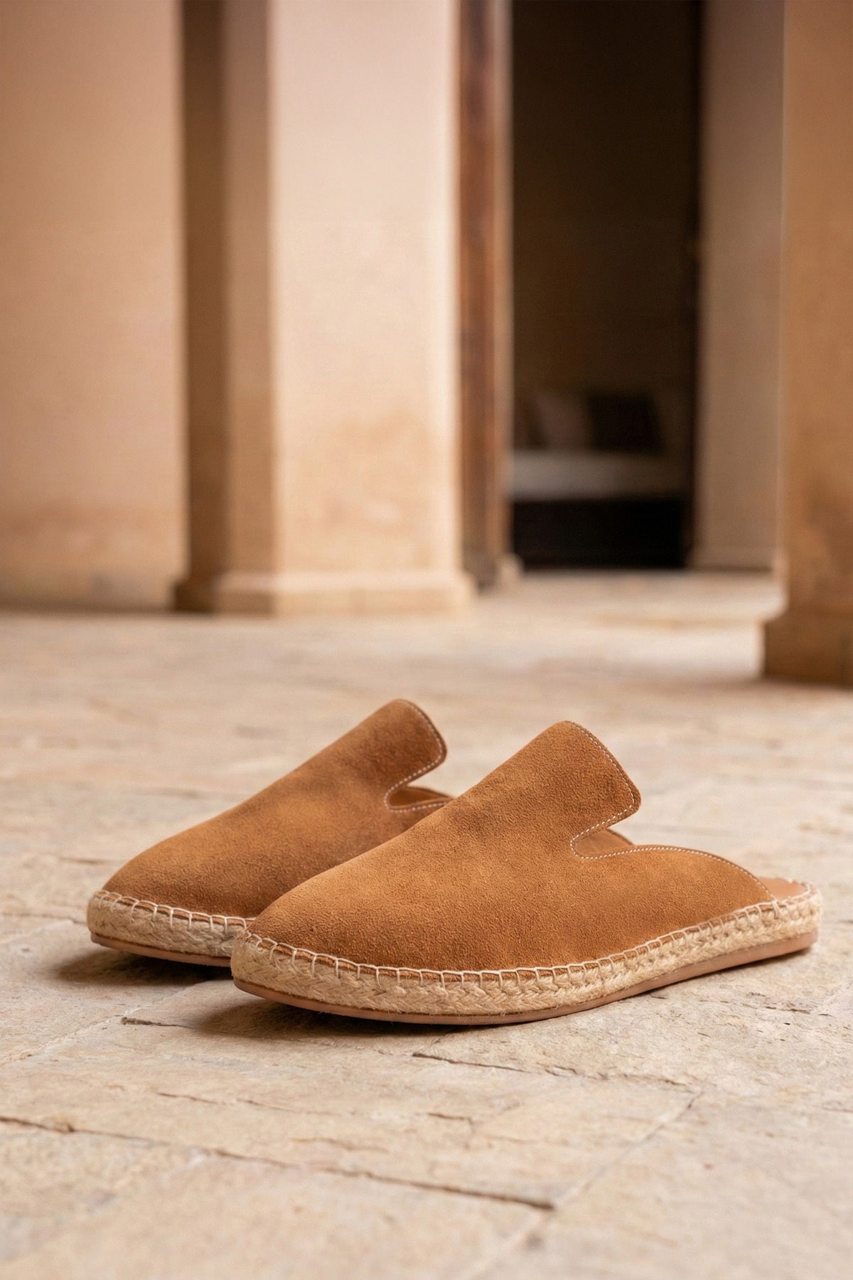 LUKKA SHOES Erkek Terra El Yapımı Taba Suni Deri Tozu Espadril Terlik