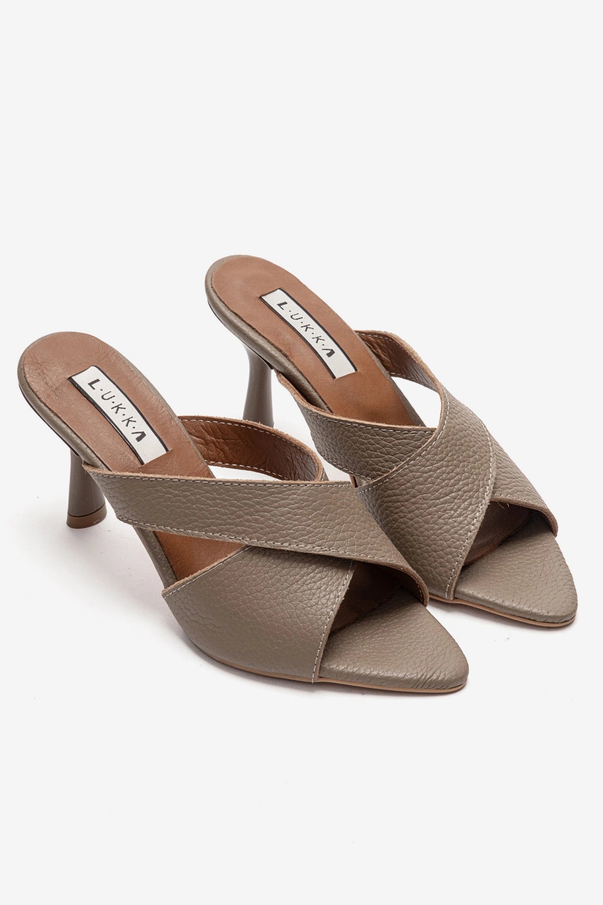 LUKKA SHOES Hakiki Deri Mila Kadın Vizyon Çapraz Topuklu Terlik