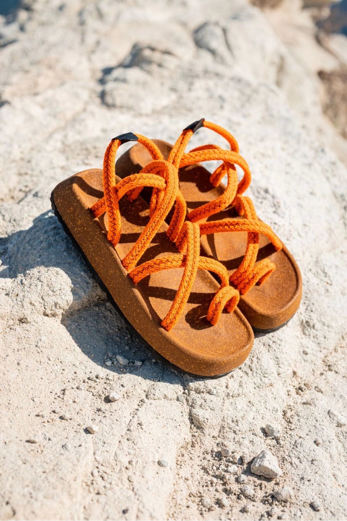 LUKKA SHOES Enrico Turuncu Doğal Pamuk İp Halat Erkek Sandalet